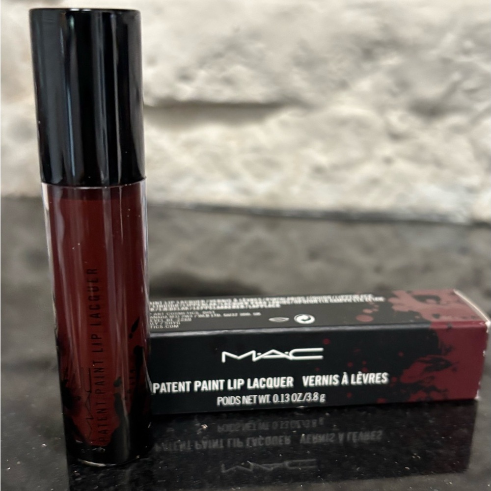 MAC “Polished Prize” Patent Paint Lip Lacquer -(Deep Red) NIB